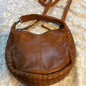 Elegant Brown Woven Leather Shoulder Bag
